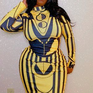 Yellow and Black Colorblock Maxi Dress